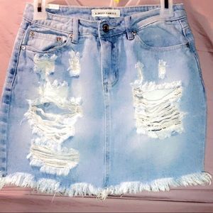 Blue Ripped Jean Skirt